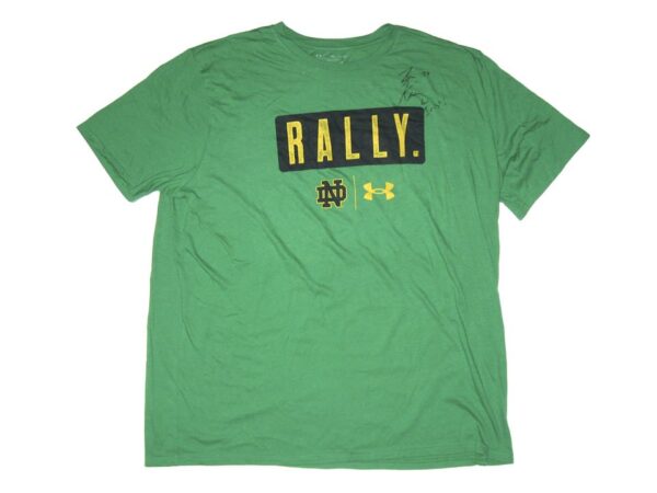 Tommy Kraemer Player Issued & Signed Kelly Green Notre Dame Fighting Irish RALLY #78 Under Armour 3XL Shirt