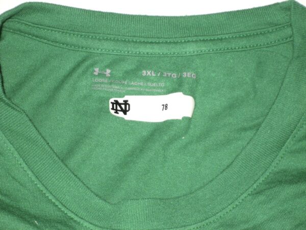 Tommy Kraemer Player Issued & Signed Kelly Green Notre Dame Fighting Irish RALLY #78 Under Armour 3XL Shirt