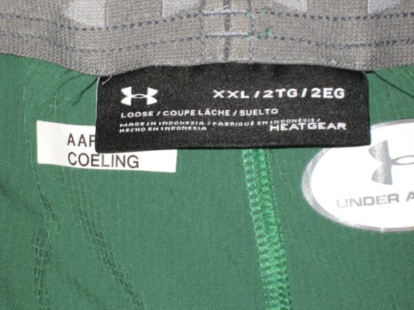 Tommy Kraemer Practice Worn & Signed Official Green Notre Dame Fighting Irish Under Armour 2XL Shorts