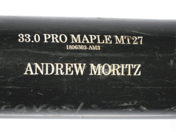 Andrew Moritz 2019 Florida Fire Frogs Game Used & Signed Black Pro Model MT27 Old Hickory Maple Bat – Cracked