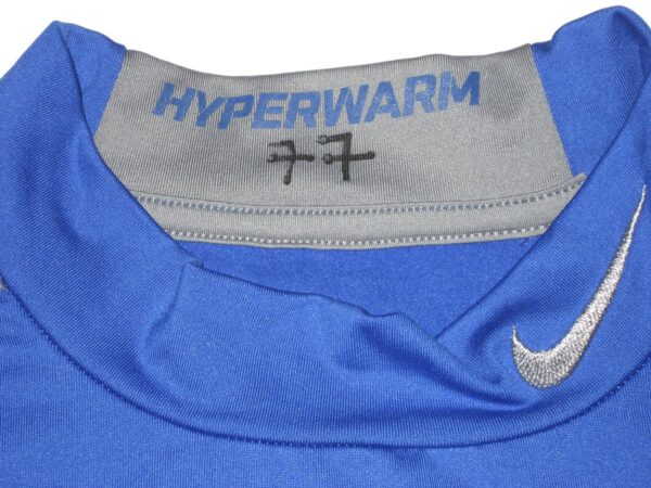 James O'Hagan Buffalo Bulls #77 Practice Worn & Signed Blue Long Sleeve Nike Pro Combat Hyperwarm XXL Shirt