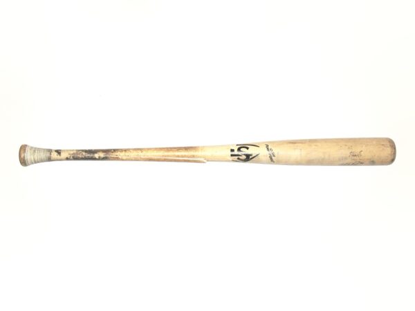 Mike Papi 2017 Akron Rubber Ducks Game Used & Signed Louisville Slugger Baseball Bat – Cracked