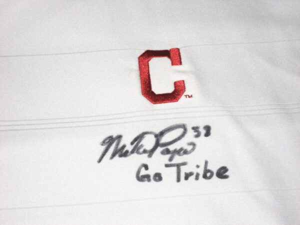 Mike Papi Team Issued & Signed Official White Cleveland Indians Go Tribe AHEAD XL Polo Shirt