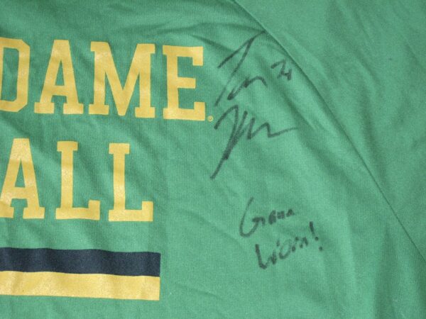 Tommy Kraemer Game Worn & Signed Official Green Notre Dame Fighting Irish Football Under Armour 3XL Shirt