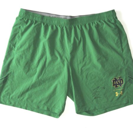 Tommy Kraemer Player Issued & Signed Official Green Notre Dame Fighting Irish #78 Under Armour 3XL Shorts