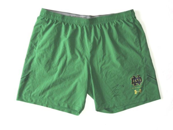 Tommy Kraemer Player Issued & Signed Official Green Notre Dame Fighting Irish #78 Under Armour 3XL Shorts