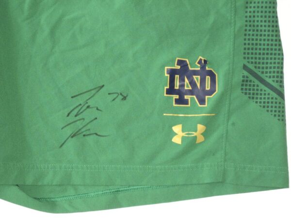 Tommy Kraemer Player Issued & Signed Official Green Notre Dame Fighting Irish #78 Under Armour 3XL Shorts