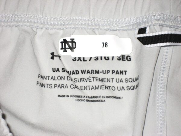 Tommy Kraemer Player Issued & Signed Official Notre Dame Fighting Irish #78 Under Armour Storm Warm-Up 3XL Pants