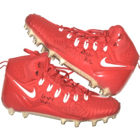 Drew Himmelman Illinois State Redbirds Game Worn & Signed Red & White Nike Force Savage Cleats