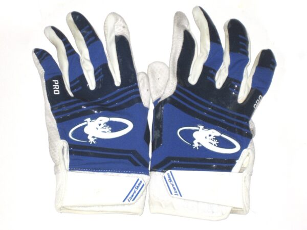 Max Moroff 2020 New York Mets Game Worn & Signed Blue & White Lizard Skins Batting Gloves