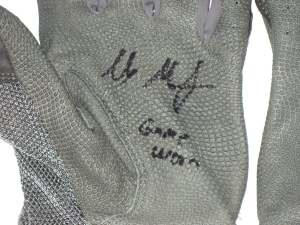 Max Moroff 2020 New York Mets Game Worn & Signed Grey Lizard Skins Elite Batting Gloves