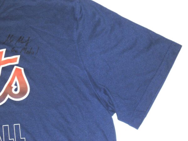 Max Moroff Player Issued & Signed Official Blue New York Mets Baseball #33 Nike Dri-Fit Shirt