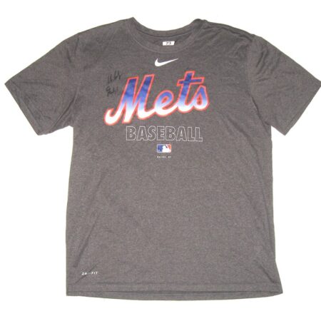 Max Moroff Practice Worn & Signed Official Grey New York Mets Baseball #23 Nike Dri-Fit Large Shirt