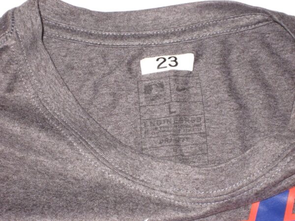 Max Moroff Practice Worn & Signed Official Grey New York Mets Baseball #23 Nike Dri-Fit Large Shirt