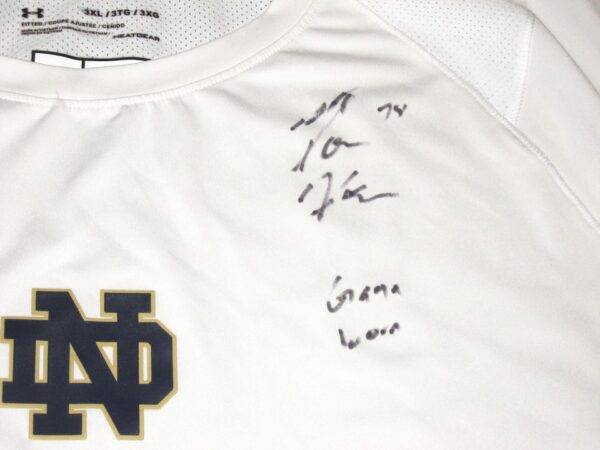 Tommy Kraemer Game Worn & Signed Official Notre Dame Fighting Irish Under Armour 3XL Shirt