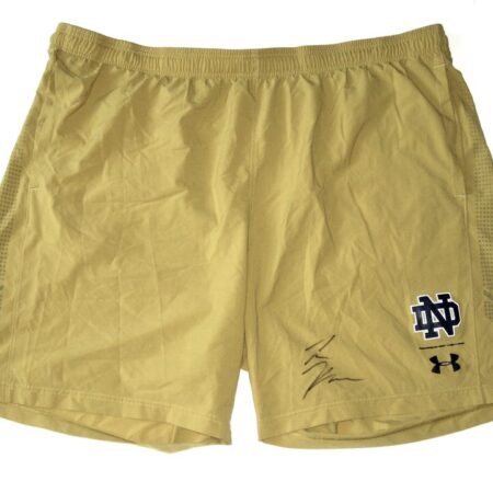 Tommy Kraemer Practice Worn & Signed Official Gold Notre Dame Fighting Irish #78 Under Armour HeatGear 3XL Shorts