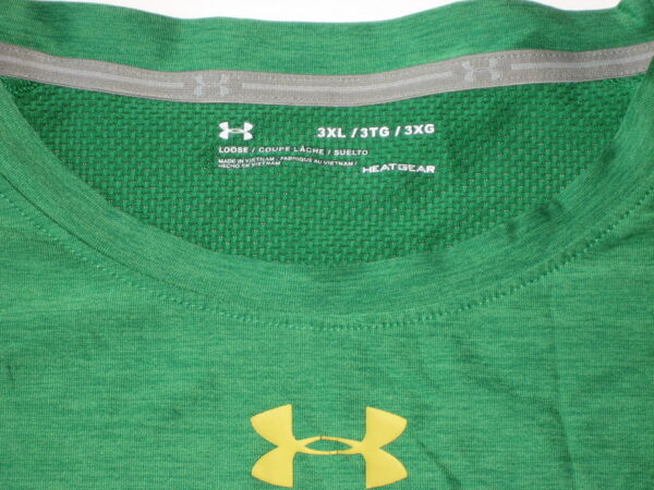 Tommy Kraemer Practice Worn & Signed Official Green Notre Dame Fighting Irish HeatGear 3XL Shirt