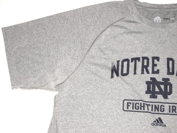 Tommy Kraemer Practice Worn & Signed Official Grey Notre Dame Fighting Irish Adidas 2XL Shirt