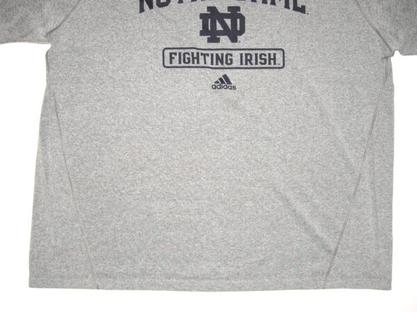 Tommy Kraemer Practice Worn & Signed Official Grey Notre Dame Fighting Irish Adidas 2XL Shirt