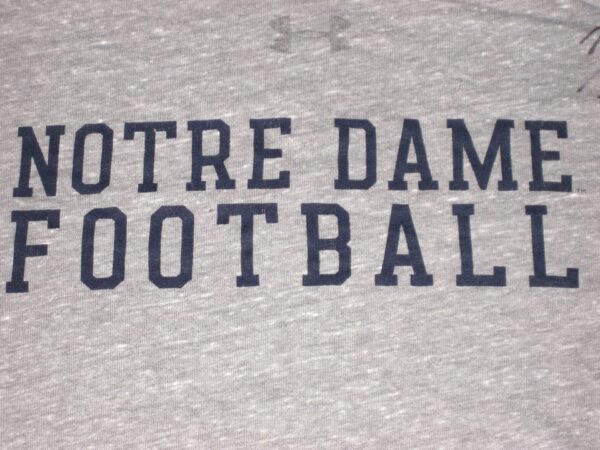 Tommy Kraemer Practice Worn & Signed Official Grey Notre Dame Fighting Irish Football Under Armour HeatGear 3XL Shirt