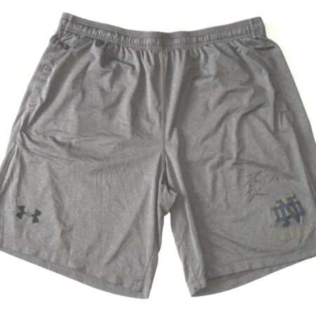 Tommy Kraemer Practice Worn & Signed Official Notre Dame Fighting Irish Football #72 Under Armour 2XL Shorts
