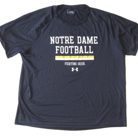 Tommy Kraemer Practice Worn & Signed Official Notre Dame Fighting Irish Football Under Armour 3XL Shirt