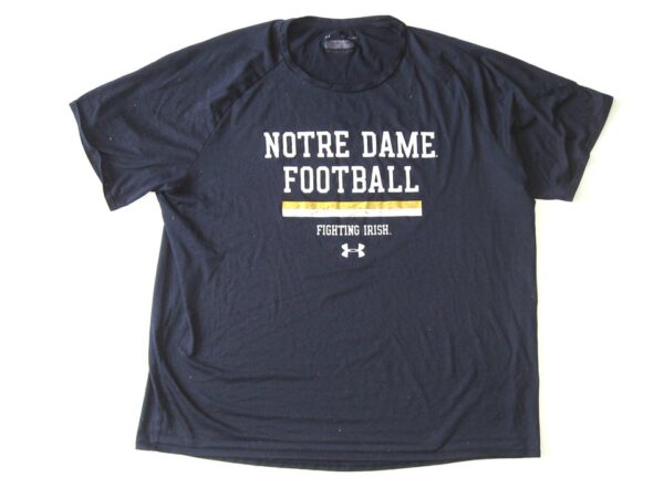 Tommy Kraemer Practice Worn & Signed Official Notre Dame Fighting Irish Football Under Armour 3XL Shirt