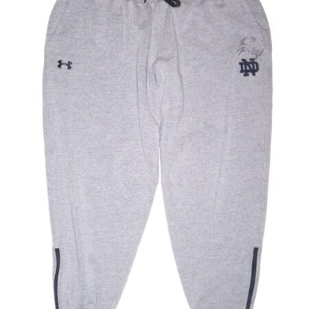 Tommy Kraemer Training Worn & Signed Official Notre Dame Fighting Irish Under Armour ColdGear 3XL Sweatpants