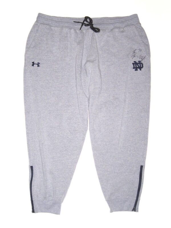 Tommy Kraemer Training Worn & Signed Official Notre Dame Fighting Irish Under Armour ColdGear 3XL Sweatpants