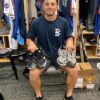 Cam Opp with 2021 Brooklyn Cyclones Game Worn & Signed Grey, Blue & White Nike Alpha Huarache Cleats