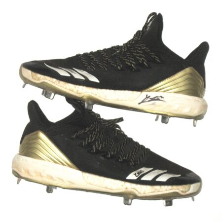 Kevin Josephina 2021 Rome Braves Game Worn & Signed Black & Gold Adidas Baseball Cleats