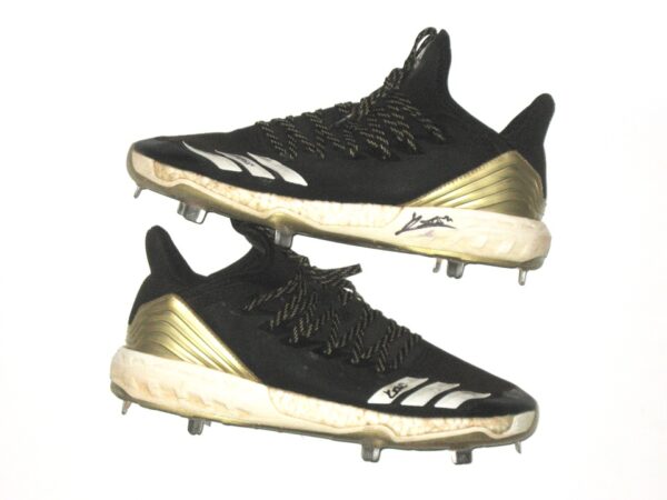 Kevin Josephina 2021 Rome Braves Game Worn & Signed Black & Gold Adidas Baseball Cleats