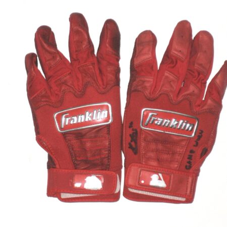 Kevin Josephina 2021 Rome Braves Game Worn & Signed Red Franklin Batting Gloves