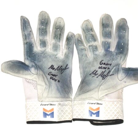 Max Moroff 2020 New York Mets Game Worn & Signed White Lizard Skins Batting Gloves