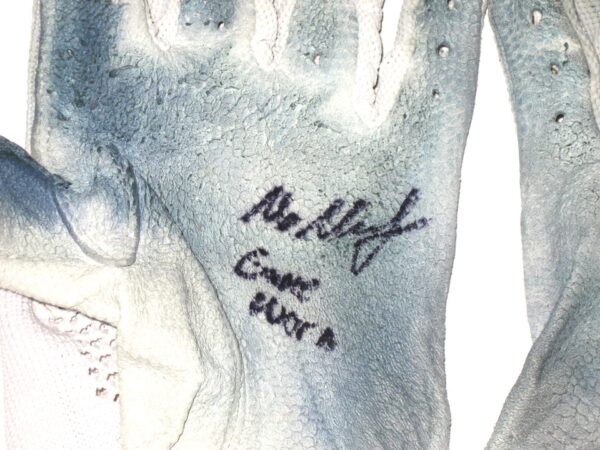 Max Moroff 2020 New York Mets Game Worn & Signed White Lizard Skins Batting Gloves