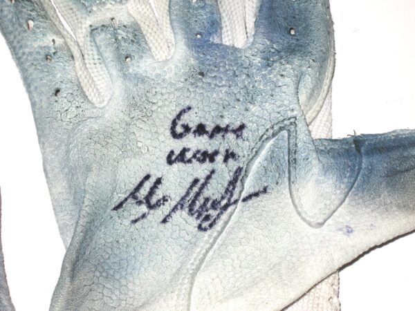 Max Moroff 2020 New York Mets Game Worn & Signed White Lizard Skins Batting Gloves