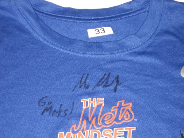 Max Moroff 2020 Spring Training Worn & Signed Official Blue New York Mets #33 The Mets Mindset Nike Dri-Fit Shirt