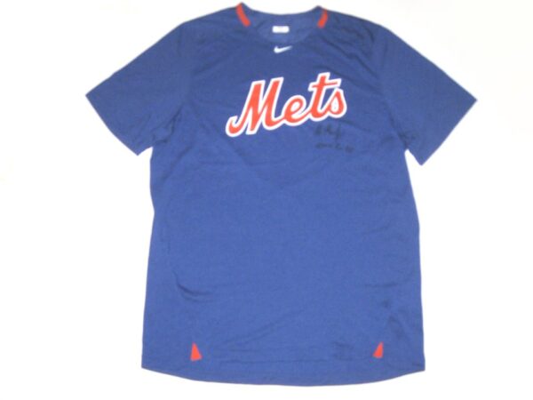 Max Moroff Player Issued & Signed Official New York Mets #33 Nike Dri-Fit Shirt - Worn for Batting Practice!