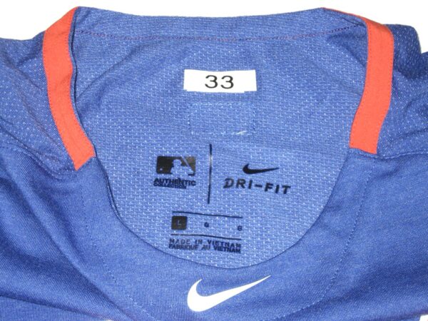 Max Moroff Player Issued & Signed Official New York Mets #33 Nike Dri-Fit Shirt - Worn for Batting Practice!