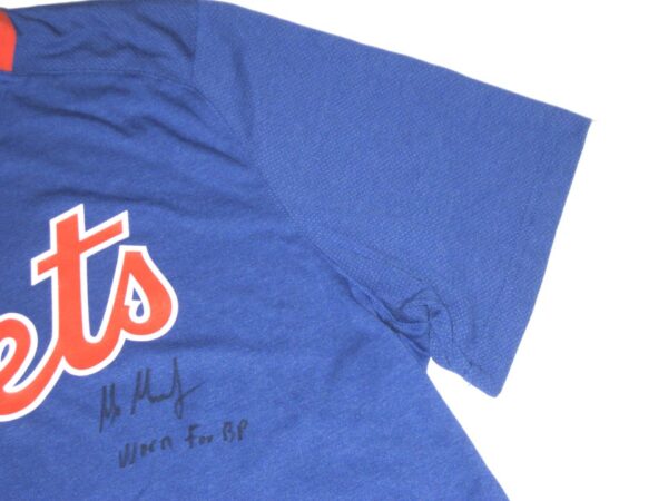 Max Moroff Player Issued & Signed Official New York Mets #33 Nike Dri-Fit Shirt - Worn for Batting Practice!