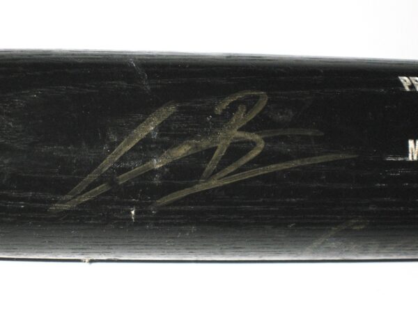 Cesar Rodriguez 2021 FCL Braves Game Used & Signed Black & Silver Dinger Ash Wood Baseball Bat - Cracked