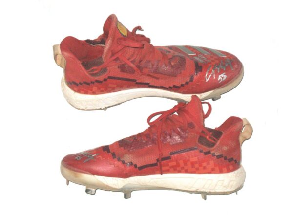 Cody Milligan 2021 Rome Braves Game Used & Signed Red & Silver Nike Cleats