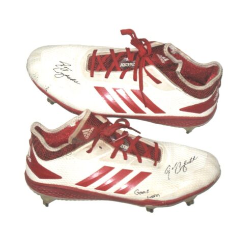 Drew Campbell 2021 Rome Braves Game Worn & Signed White & Red Adidas Adizero Baseball Cleats