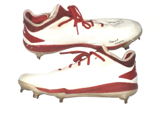 Drew Campbell 2021 Rome Braves Game Worn & Signed White & Red Adidas Adizero Baseball Cleats