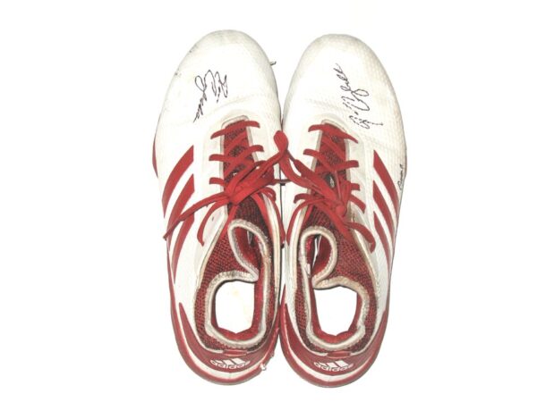 Drew Campbell 2021 Rome Braves Game Worn & Signed White & Red Adidas Adizero Baseball Cleats