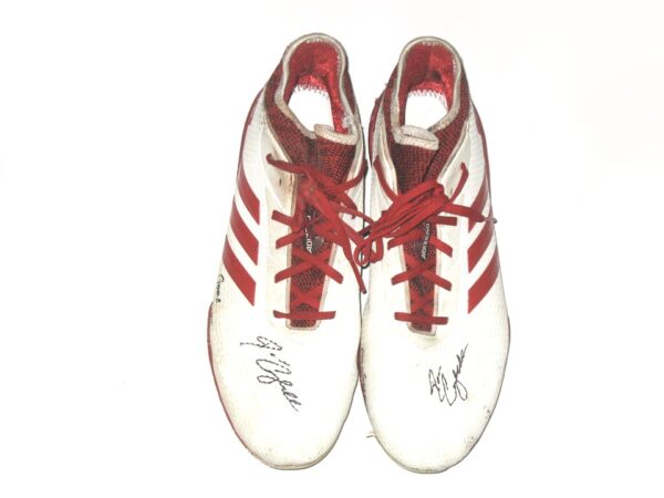 Drew Campbell 2021 Rome Braves Game Worn & Signed White & Red Adidas Adizero Baseball Cleats