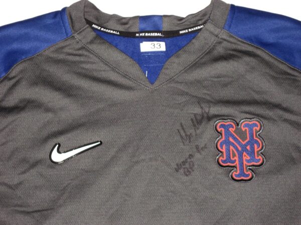 Max Moroff Player Issued & Signed Official New York Mets #33 Nike Dri-Fit Thermal Crew Sweatshirt - Worn for Batting Practice!