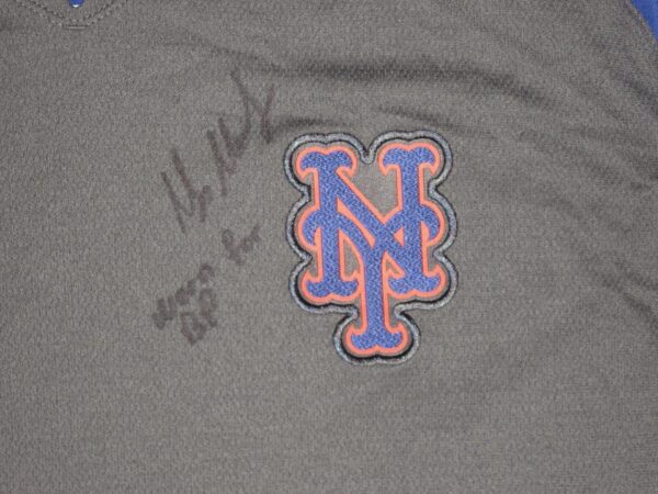 Max Moroff Player Issued & Signed Official New York Mets #33 Nike Dri-Fit Thermal Crew Sweatshirt - Worn for Batting Practice!