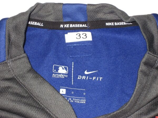 Max Moroff Player Issued & Signed Official New York Mets #33 Nike Dri-Fit Thermal Crew Sweatshirt - Worn for Batting Practice!