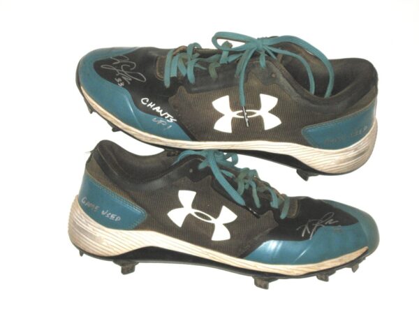 Will Latcham Coastal Carolina Chanticleers Game Used & Signed Black & Blue Under Armour Cleats